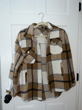 Cozy Plaid Flannel in Camel and Cream
